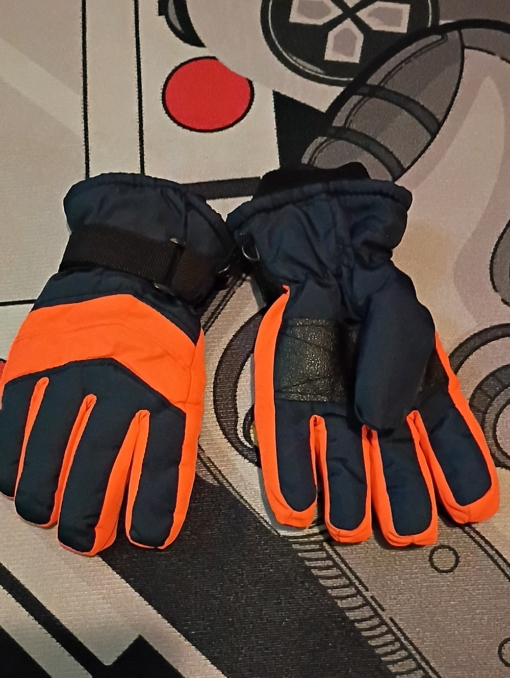 Children's Winter Mittens in Navy and Orange